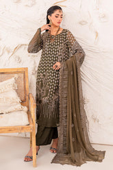 3-Pc Charizma Unstitched Embroidered Chiffon Shirt with Dyed Chiffon Dupatta CZP3-02